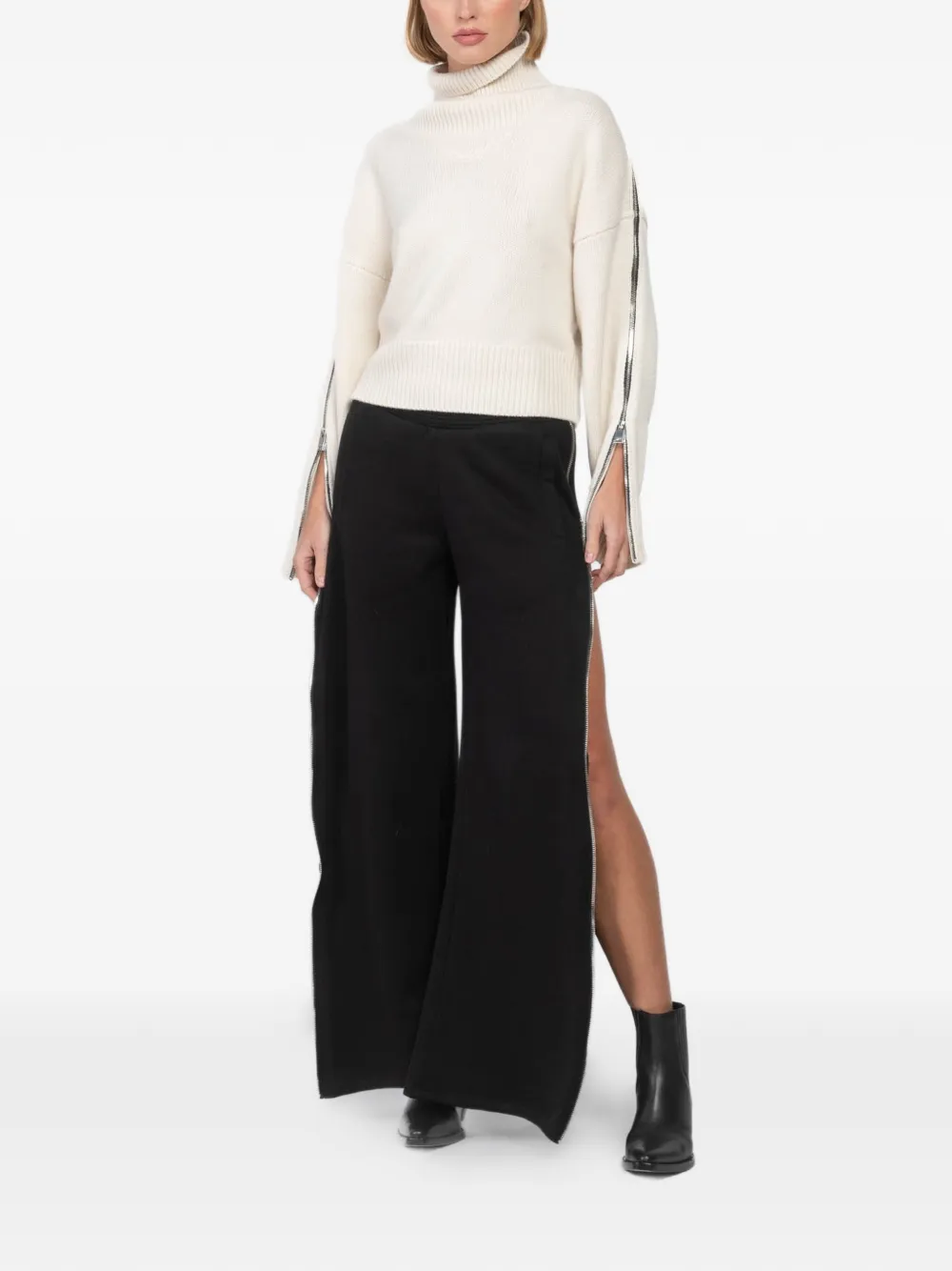 Jacob Lee zip-detail palazzo pants - Zwart