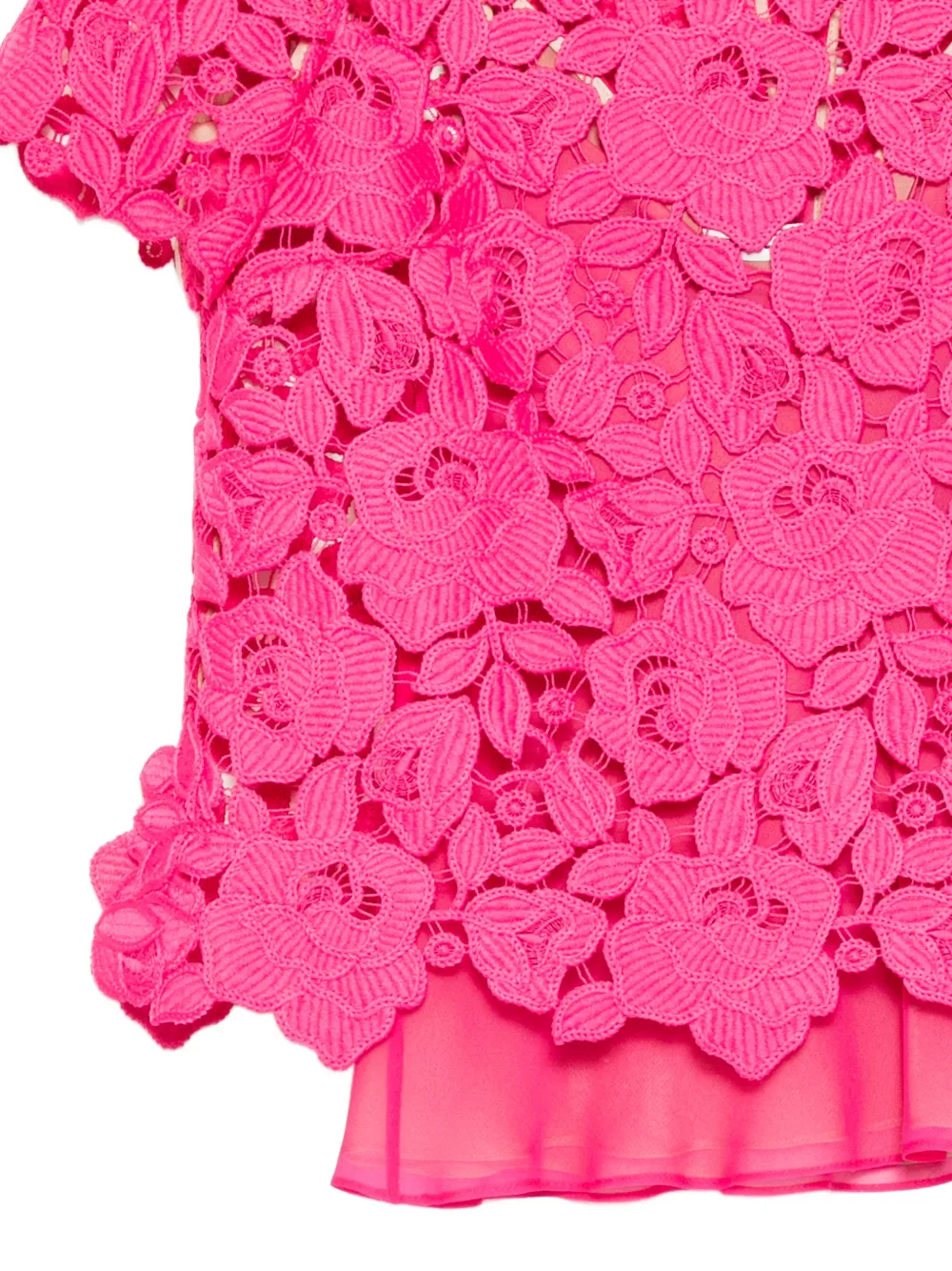 Oscar de la Renta Top met bloemenkant Roze