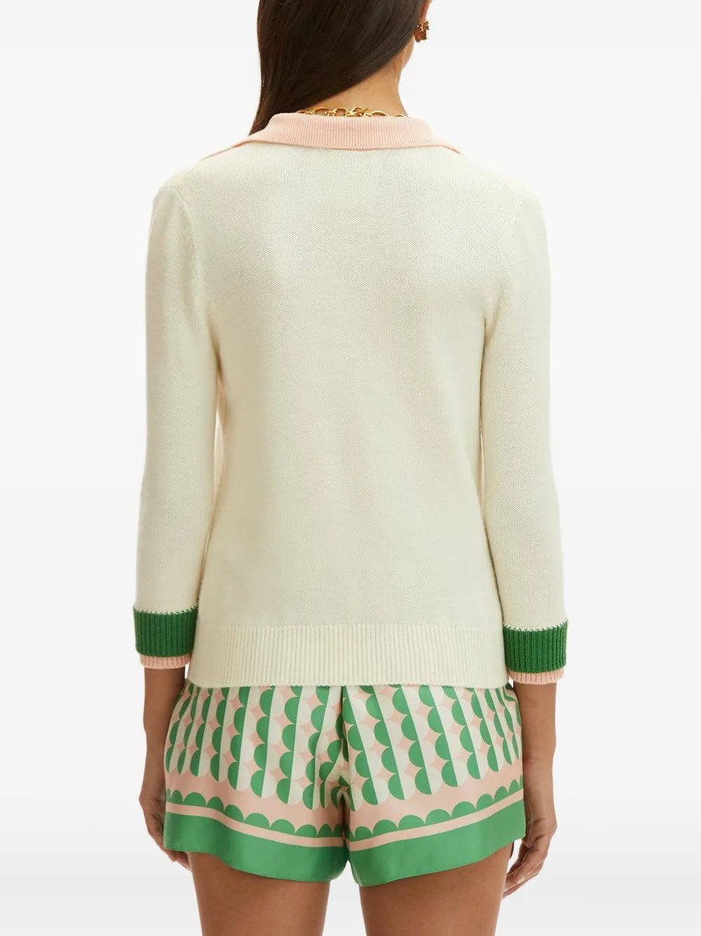 Oscar De La Renta V-neck Colour-block Sweater In Neutral