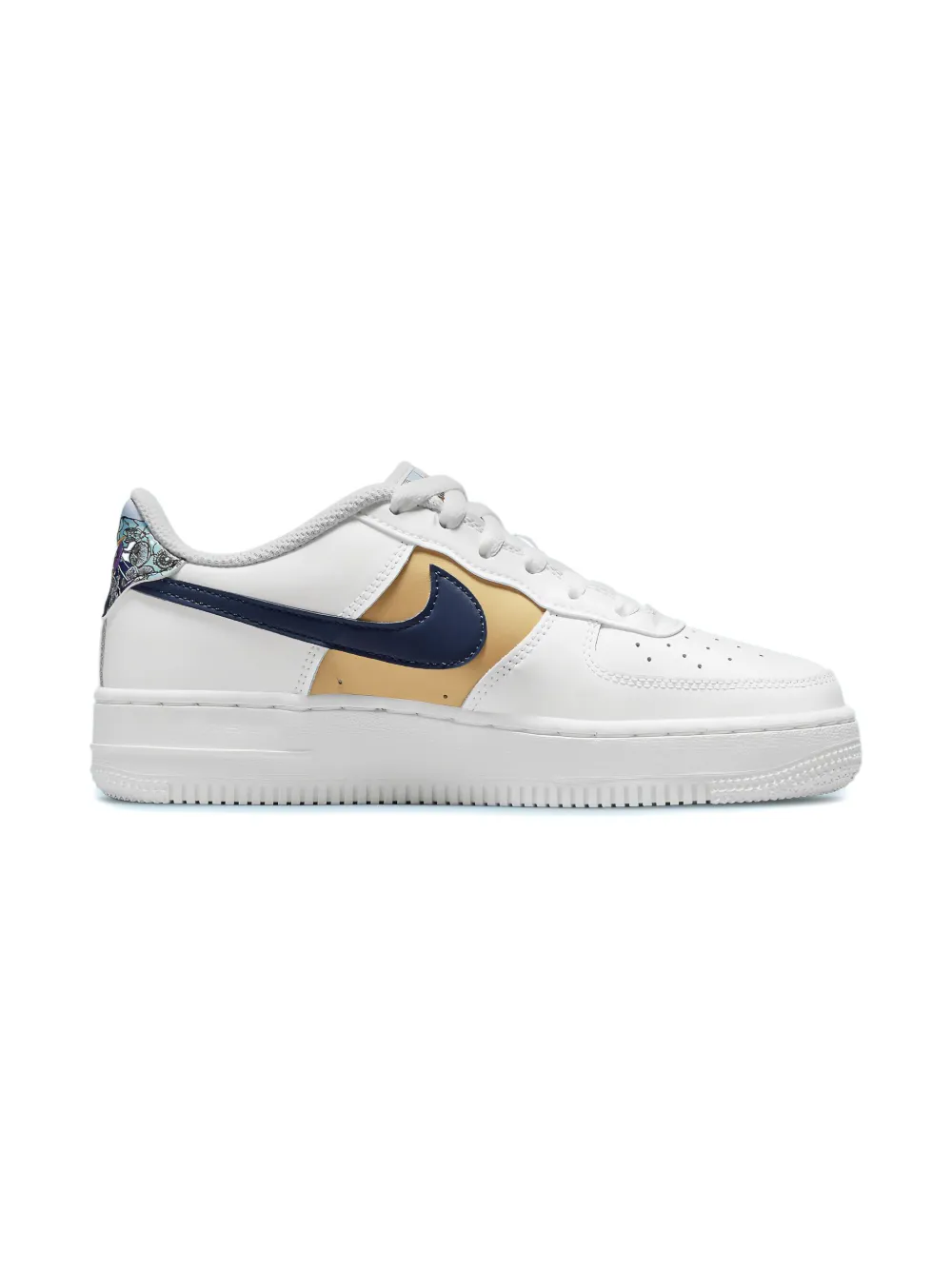 Nike Air Force 1 Low '07 Lv8 "white Blue Void Metallic Gold" Sneakers In White