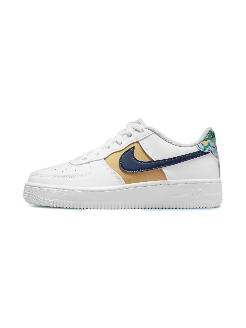 Nike Air Force 1 Low '07 Lv8 "white Blue Void Metallic Gold" Sneakers In White