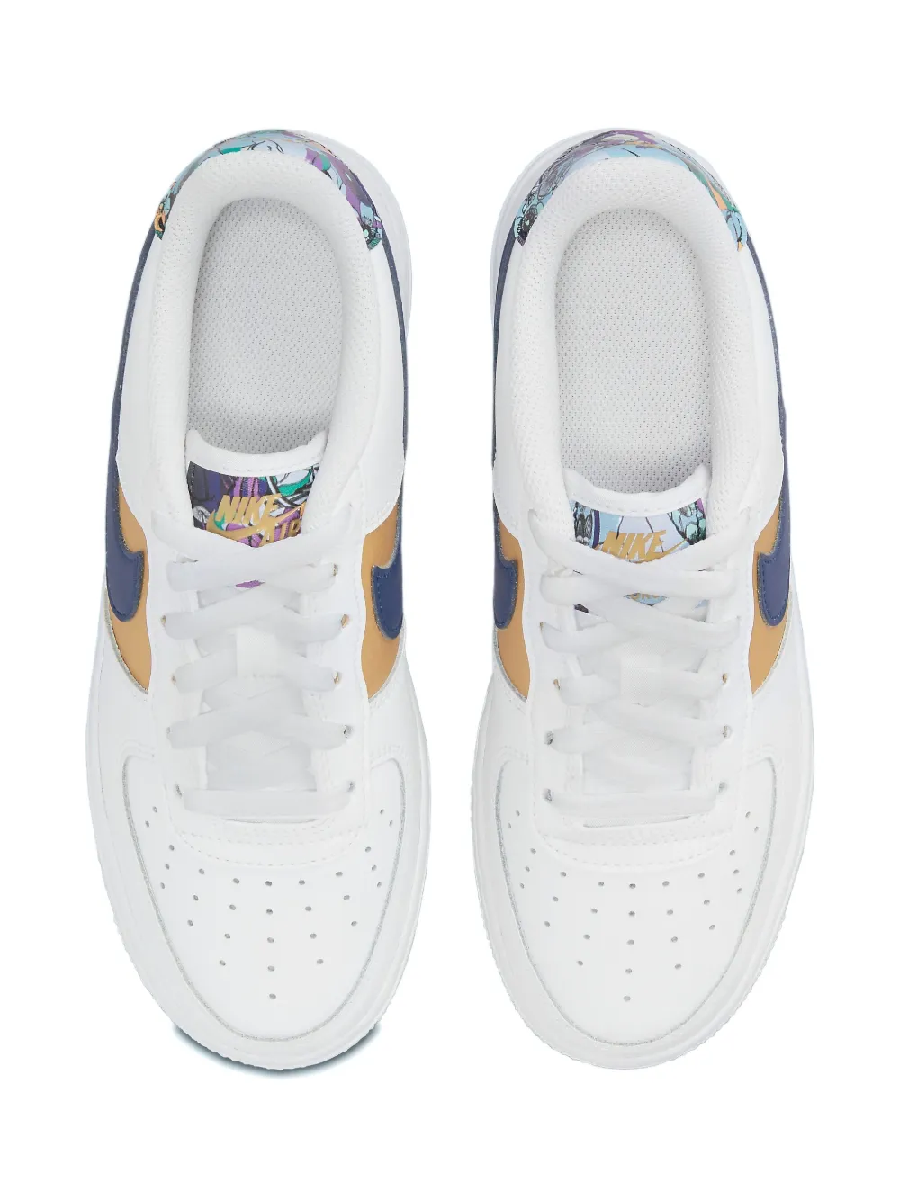 Nike Air Force 1 Low '07 Lv8 "white Blue Void Metallic Gold" Sneakers In White