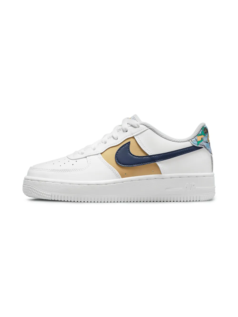 Nike Kids Air Force 1 Low '07 LV8 "White Blue Void Metallic Gold" sneakers Wit