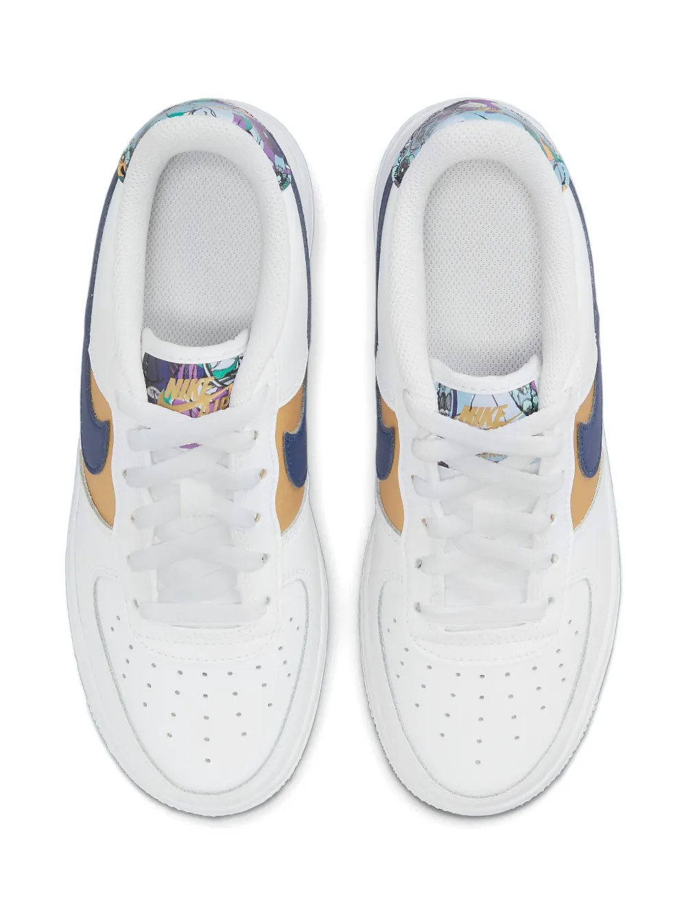 Nike Kids Air Force 1 Low '07 LV8 "White Blue Void Metallic Gold" sneakers Wit