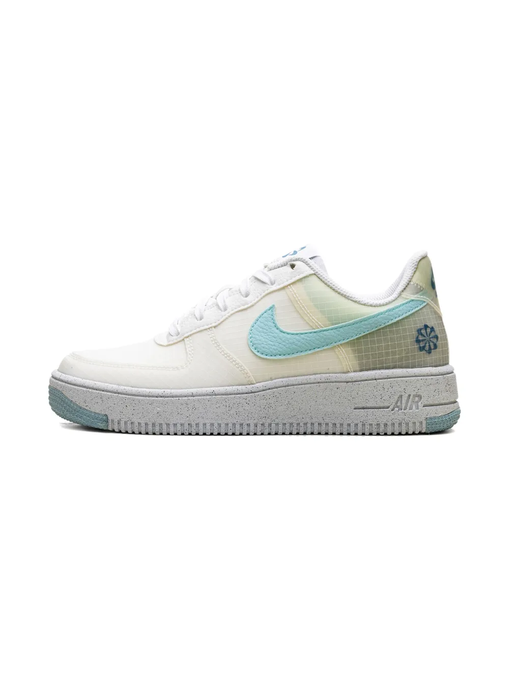 Nike Kids Air Force 1 Low Crater "White Rift Blue Volt Copa" sneakers