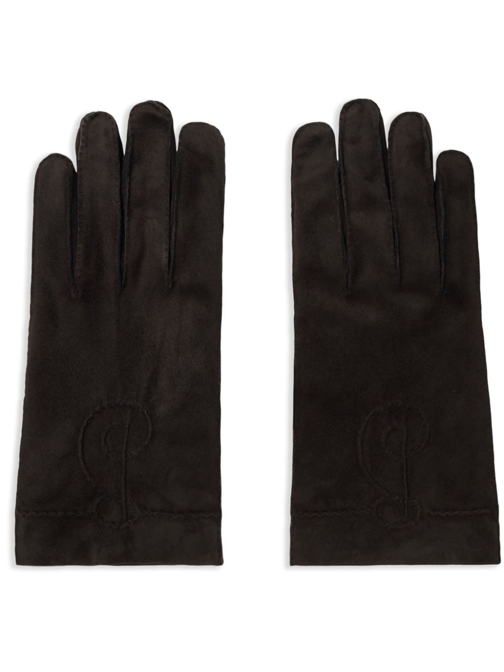 embroidered-logo suede gloves