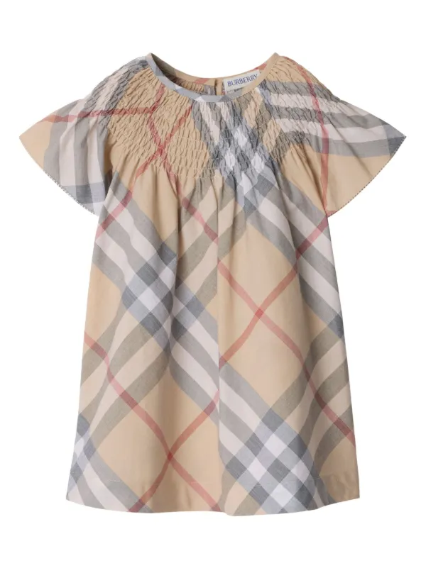Burberry Kids Check Cotton Dress Neutrals FARFETCH AU