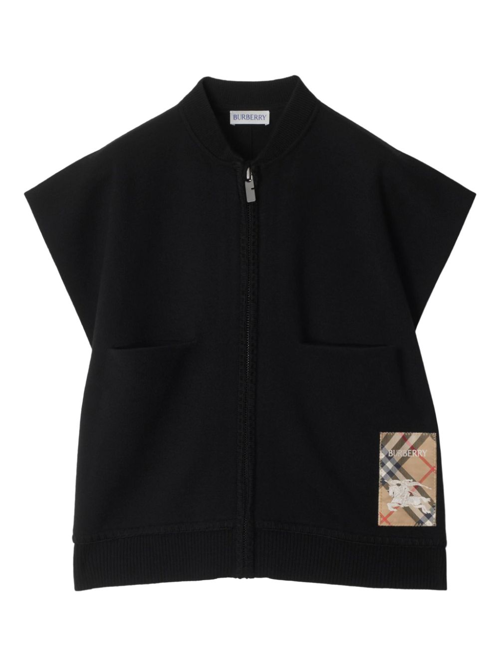 Burberry Kids check-print logo-patch cape - Black