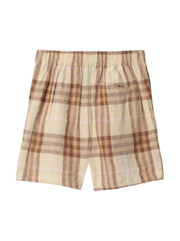 ☆BURBERRY　キッズパンツ☆ Burberry Kids チェック リネンショートパンツ | ニュートラル