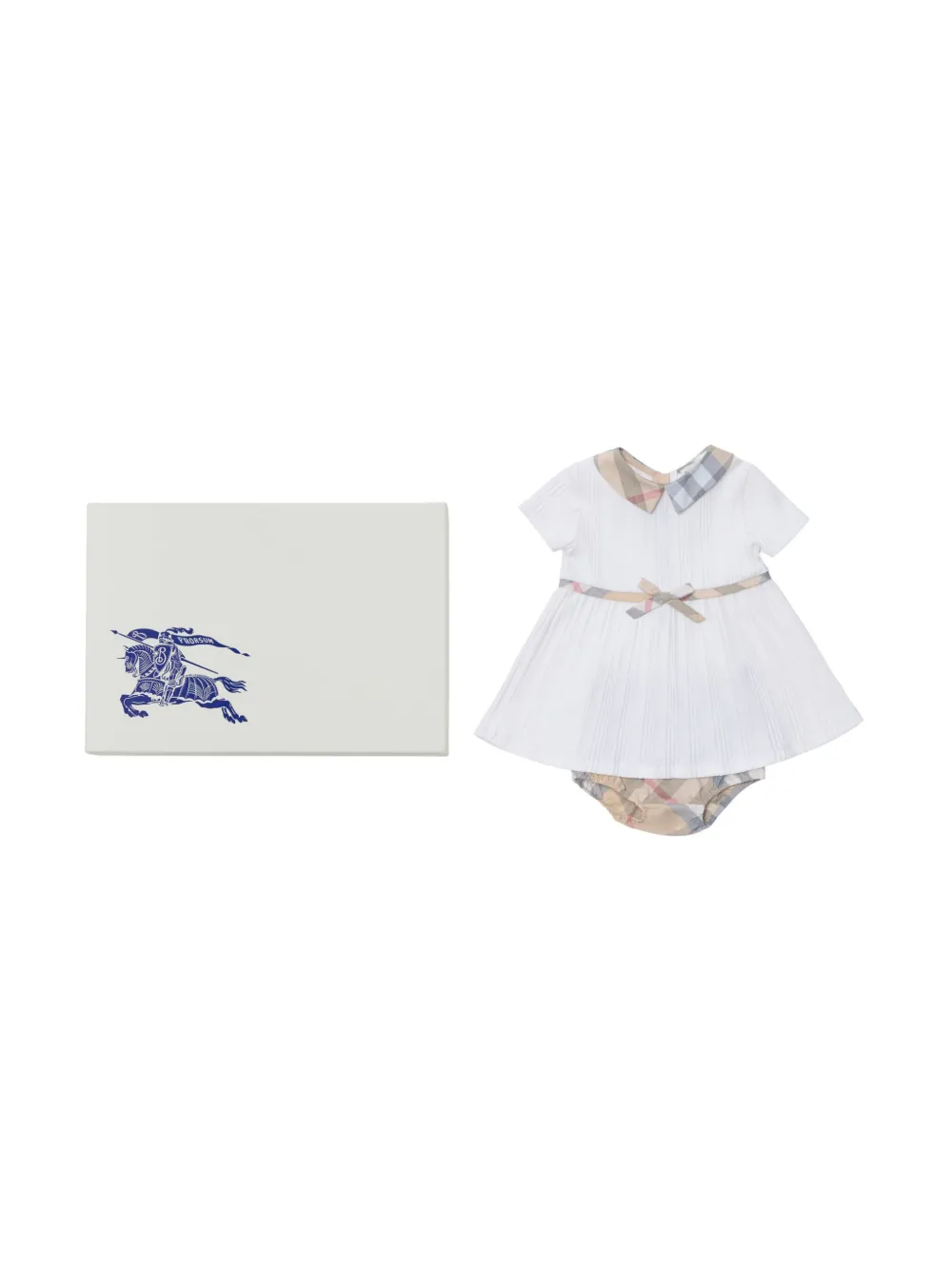 Burberry Kids Jurk met geruite afwerking Wit