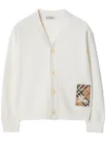 Burberry Kids check-label wool cardigan - White