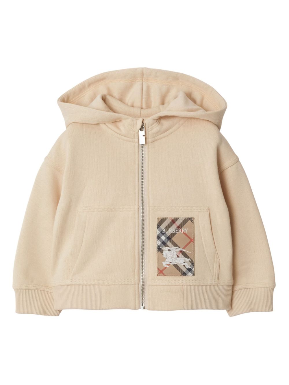 Burberry Kids Geruite Label hoodie Beige