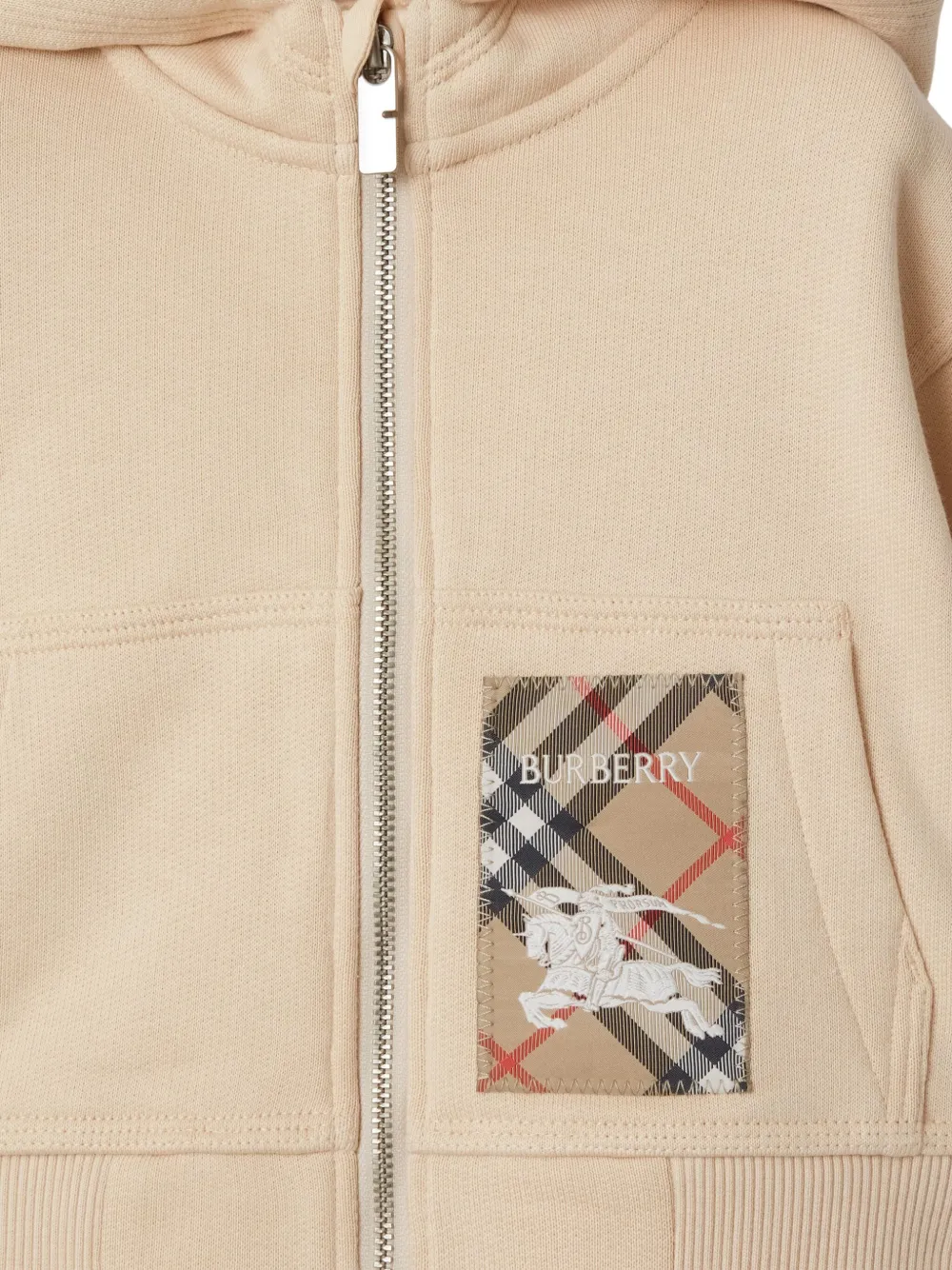 Burberry Kids Geruite Label hoodie Beige