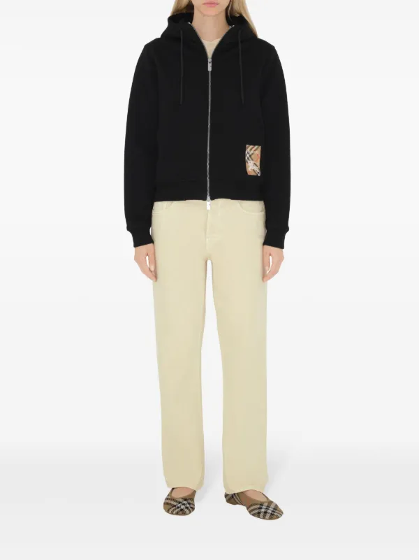 【送料&関税込】Burberry Check Label Hoodie Check Label Cotton Zip Hoodie in Calico | Burberry® Official