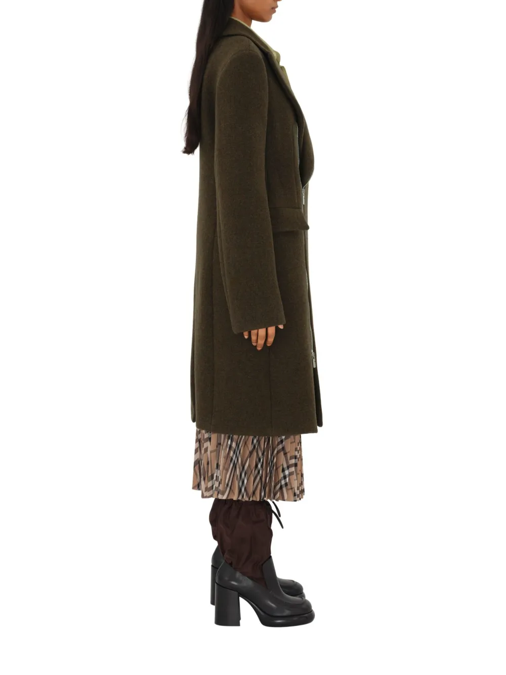 Burberry Wool Zip Tailored Coat In ブラウン