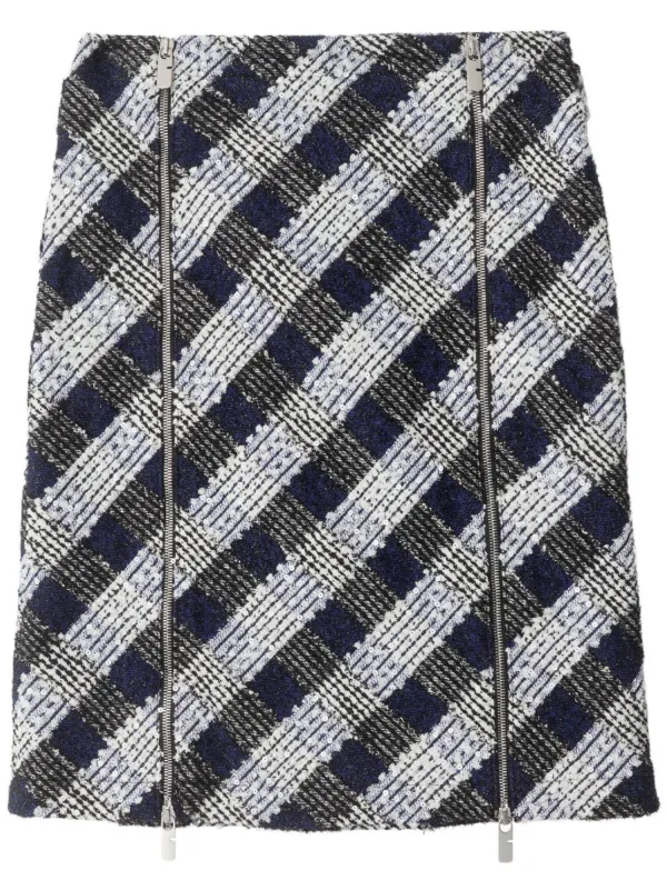 新品　バーバリー　ロンドン　ツイード　スカート　チェック Burberry チェック ツイードスカート | ブルー | FARFETCH JP