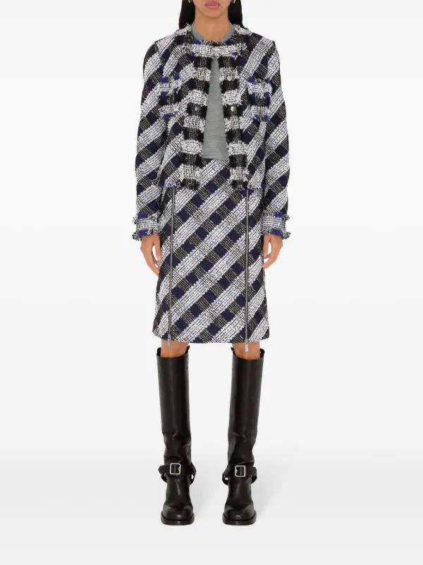 Burberry チェック ツイードスカート | ブルー | FARFETCH JP