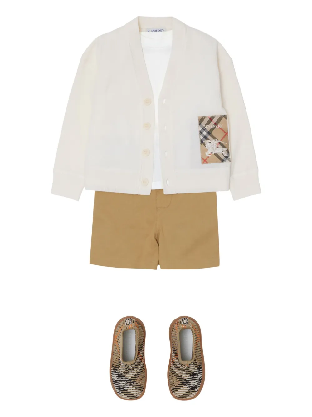 Burberry Kids Check Label wollen vest Beige