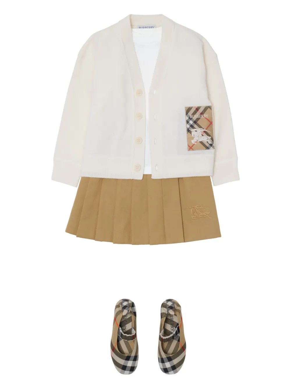 Burberry Kids Check Label wollen vest Beige