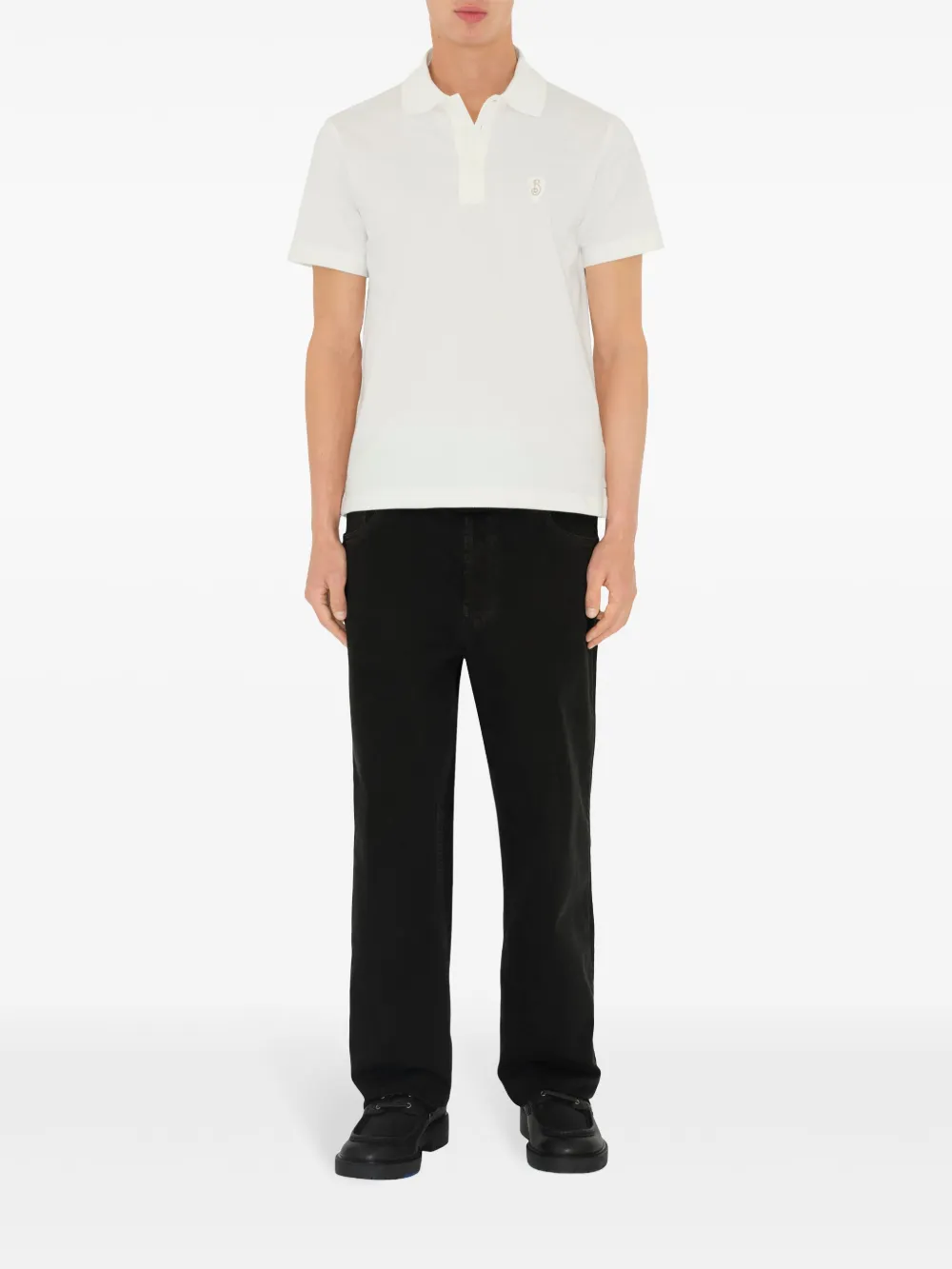Burberry Poloshirt met geborduurd logo - Wit