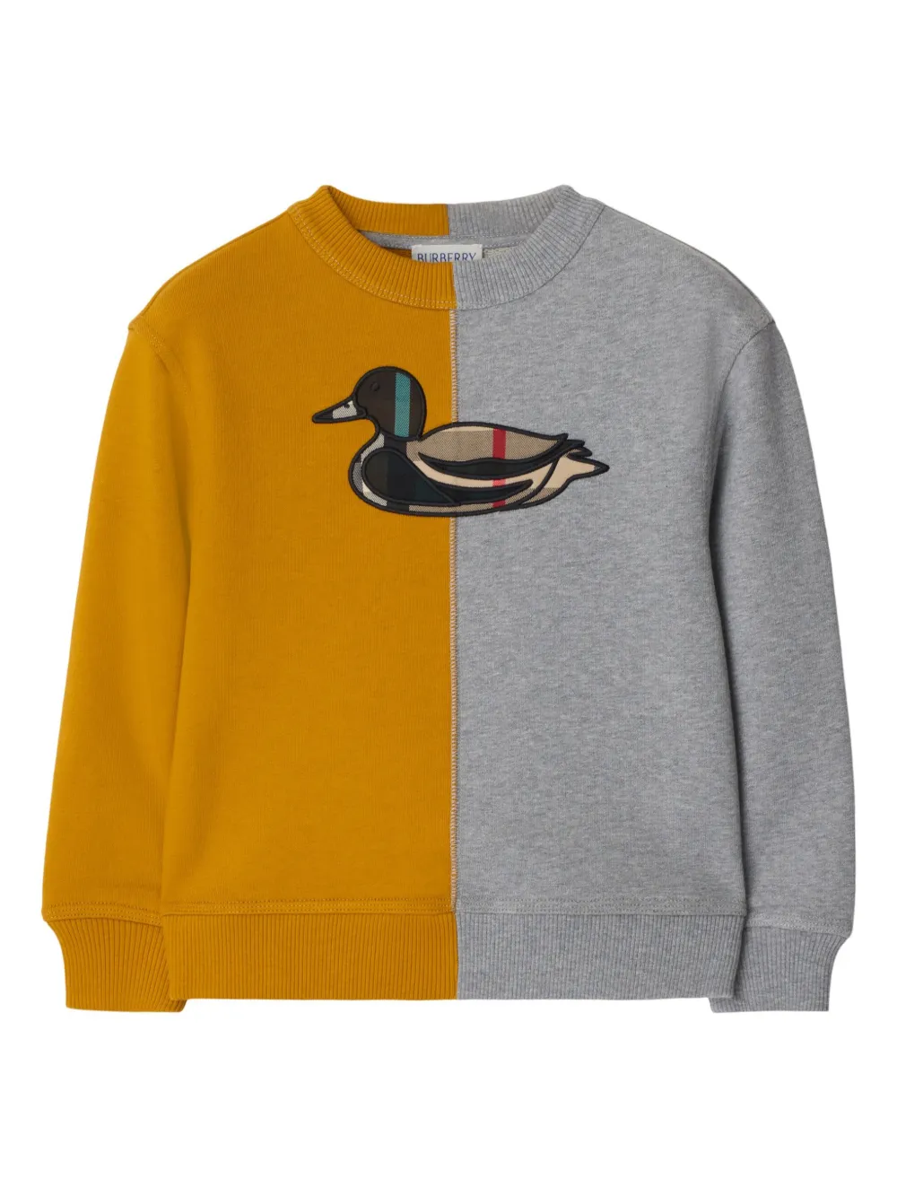 Burberry Kids Katoenen sweater met geborduurde eend Grijs