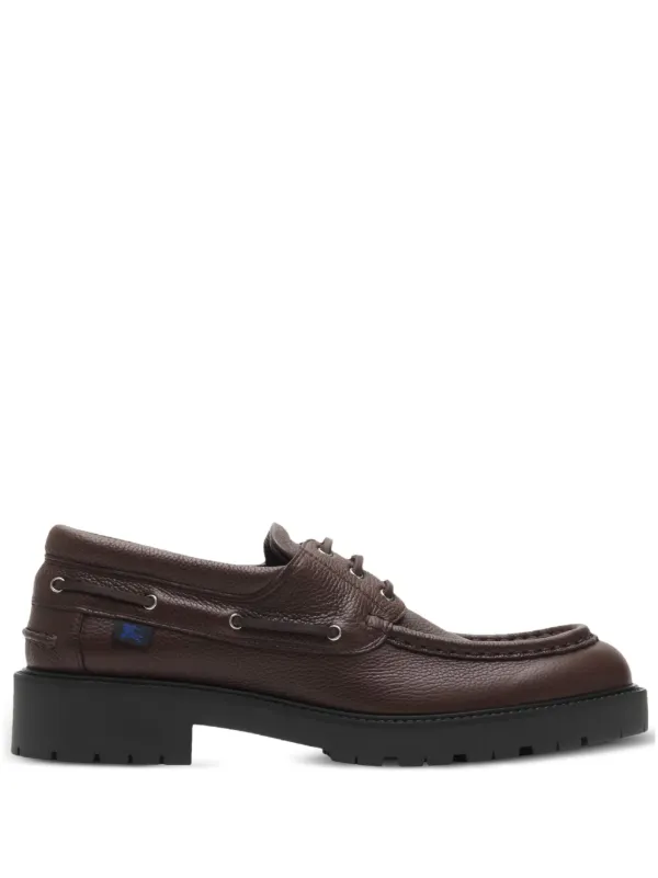 スニーカー Burberry Brown Leather Raft Loafers Burberry Raft Boat Shoes | Brown | FARFETCH