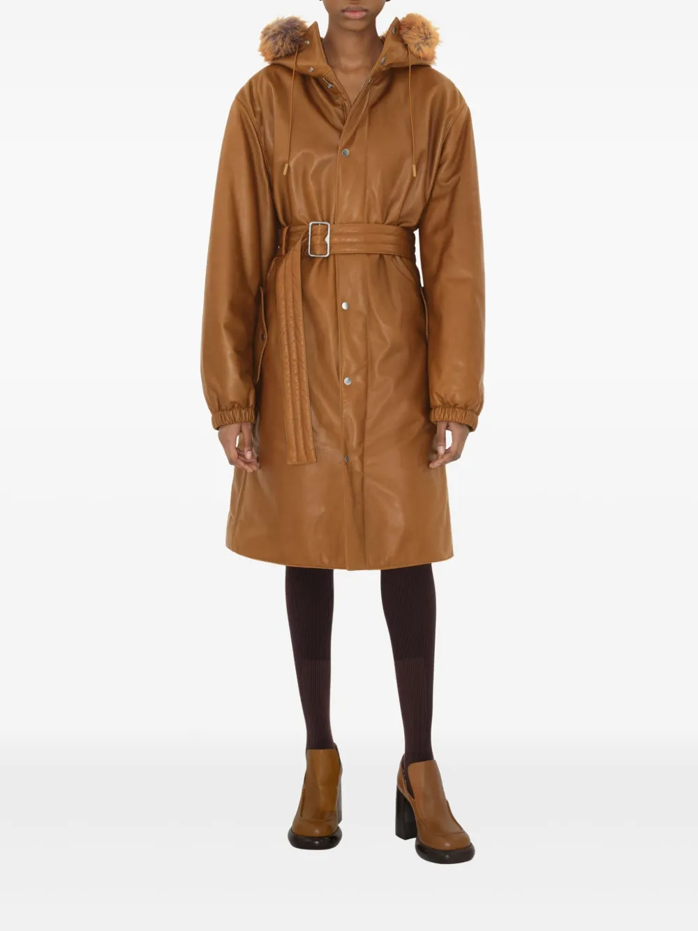 Burberry Parka met imitatiebont Bruin