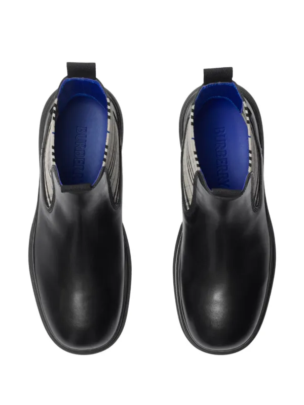 BURBERRY チェルシーブーツ ブラック レザー 厚底 Burberry レザー チェルシーブーツ | ブラック | FARFETCH JP