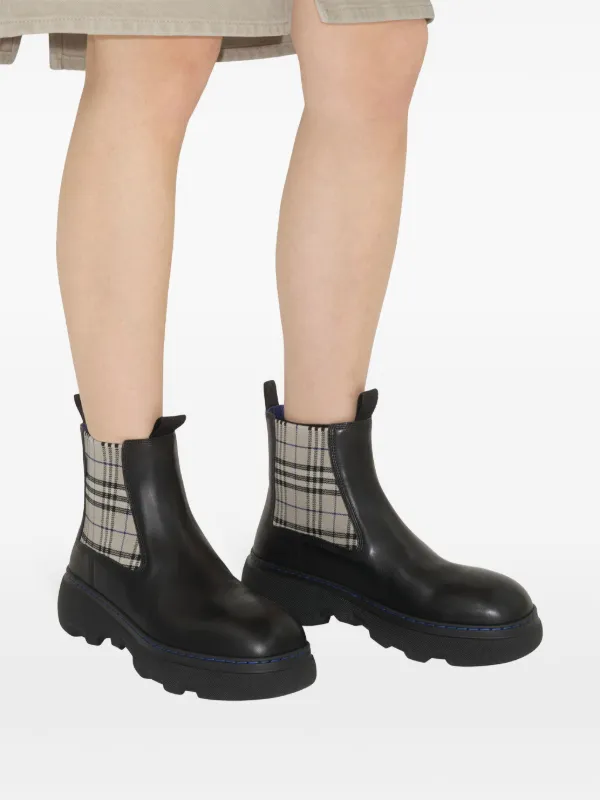 BURBERRY チェルシーブーツ ブラック レザー 厚底 Burberry レザー チェルシーブーツ | ブラック | FARFETCH JP