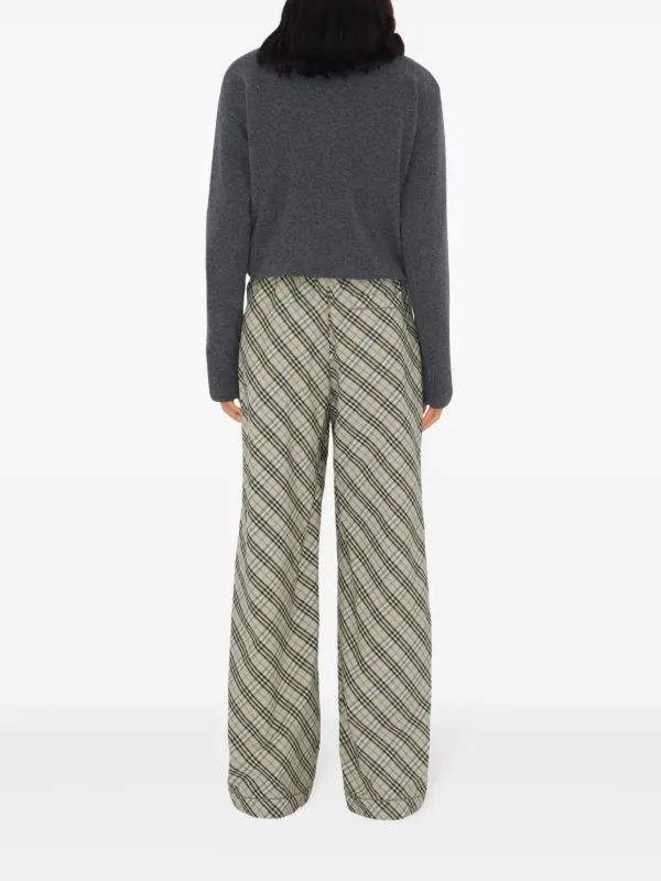 Burberry Checked Trousers Neutrals FARFETCH IN