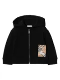 Burberry Kids Check-print logo-patch zip-up hoodie - Black