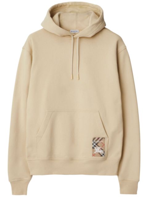 Burberry check-patch cotton hoodie Men