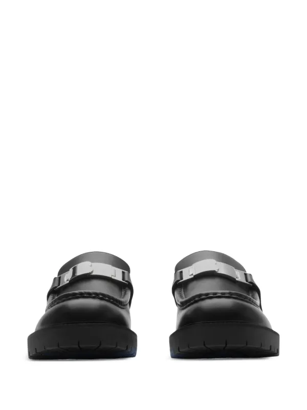 【関税&送料込】Burberry Beige Leather Raft Loafers Leather Raft Loafers in Black - Men | Burberry® Official
