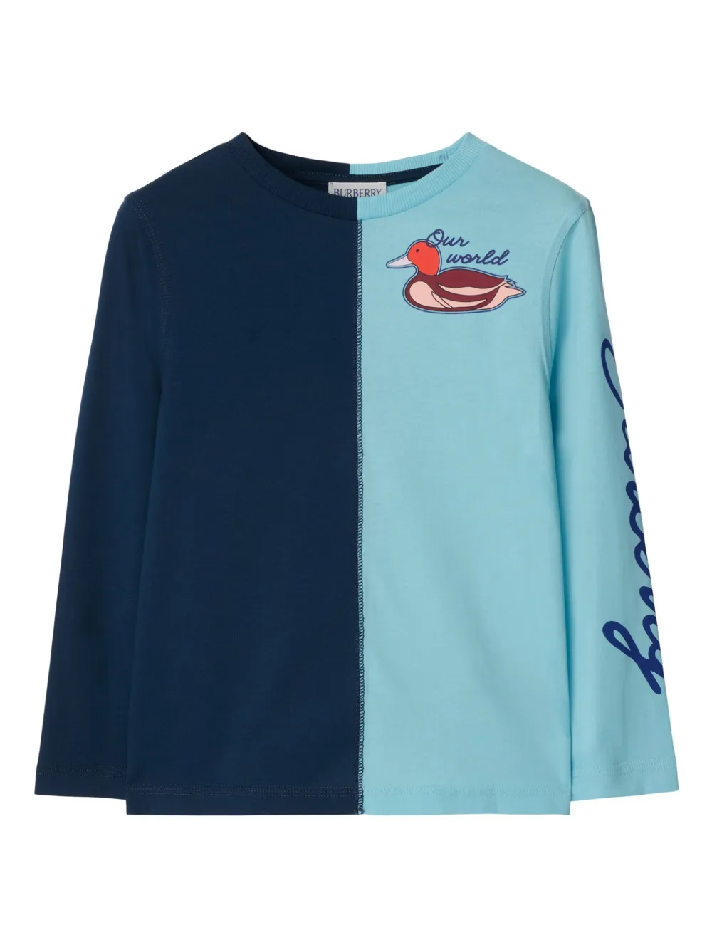 Burberry Kids Katoenen sweater met geborduurde eend Blauw