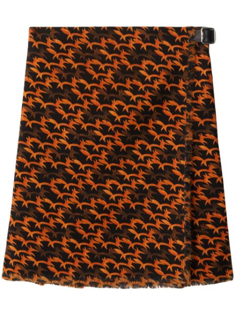 Burberry fox-print wool kilt Women