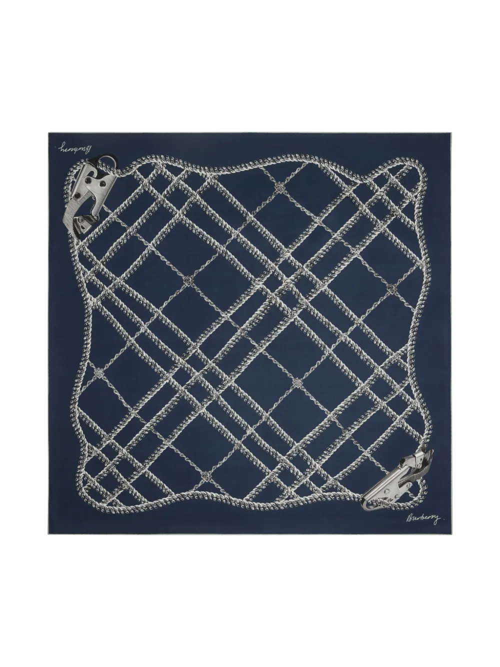 Burberry chain check silk scarf - Blauw