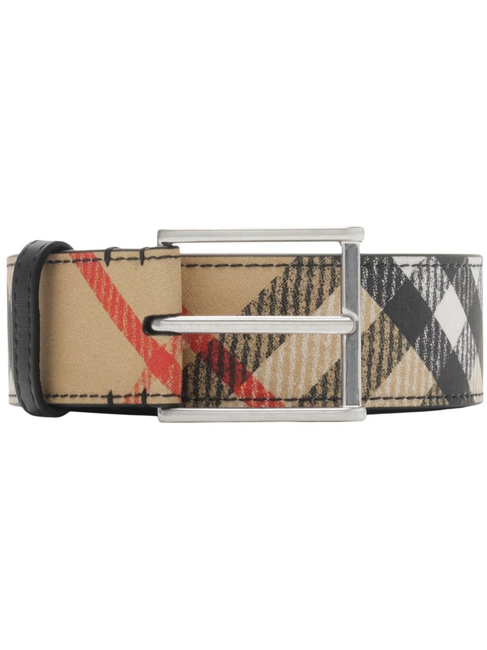 Shop Burberry Check-pattern Belt In Brown