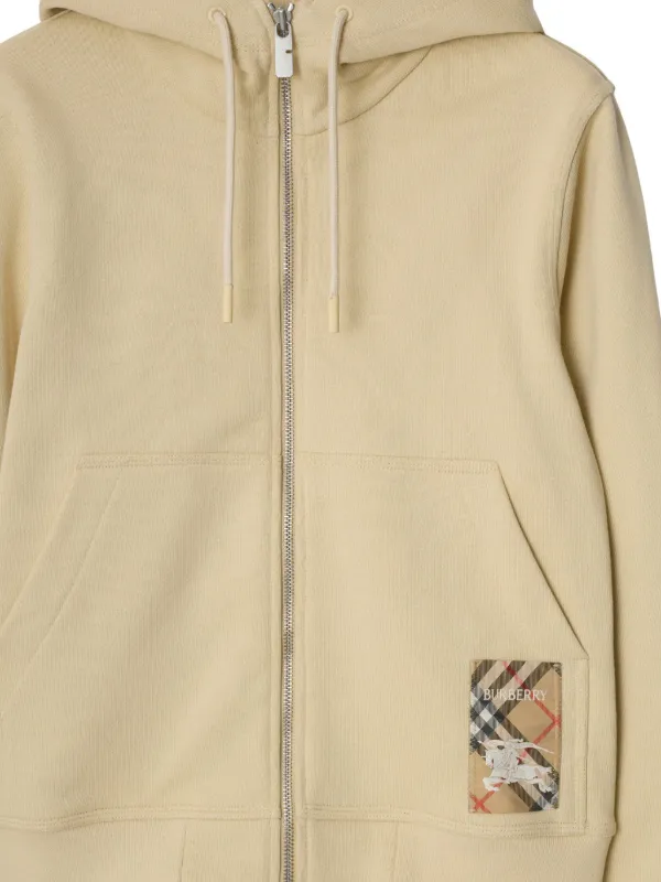 Burberry Check Label Hoodie | Neutrals | FARFETCH