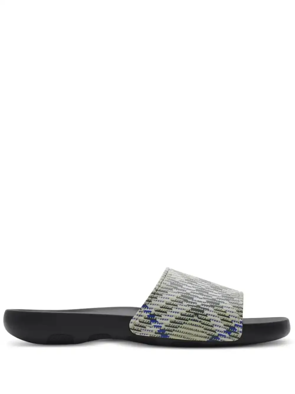 Burberry Beige Dive Check Slides In Grey