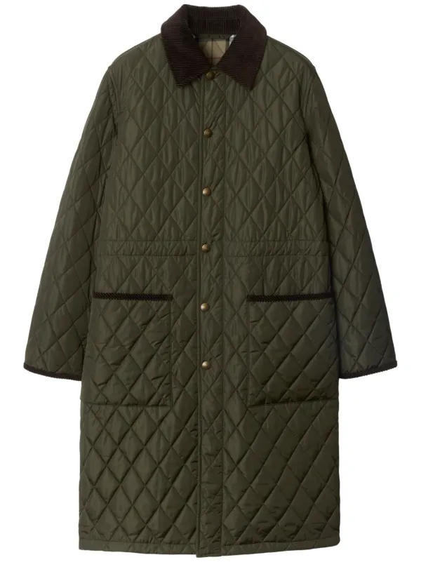 Burberry キルティング カーコート | グリーン | FARFETCH JP