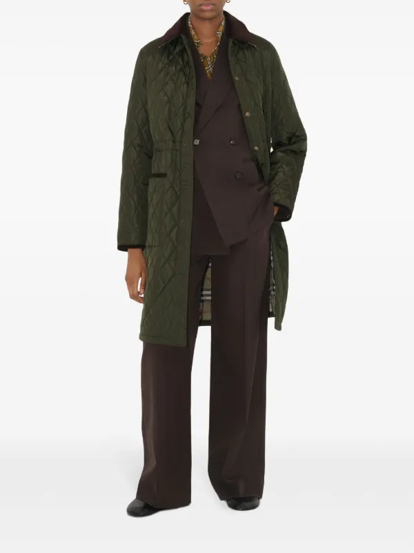 Burberry Cappotto Trapuntato Verde FARFETCH IT