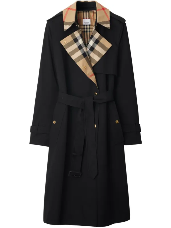 Burberry Long Check Trench Coat Black FARFETCH PH