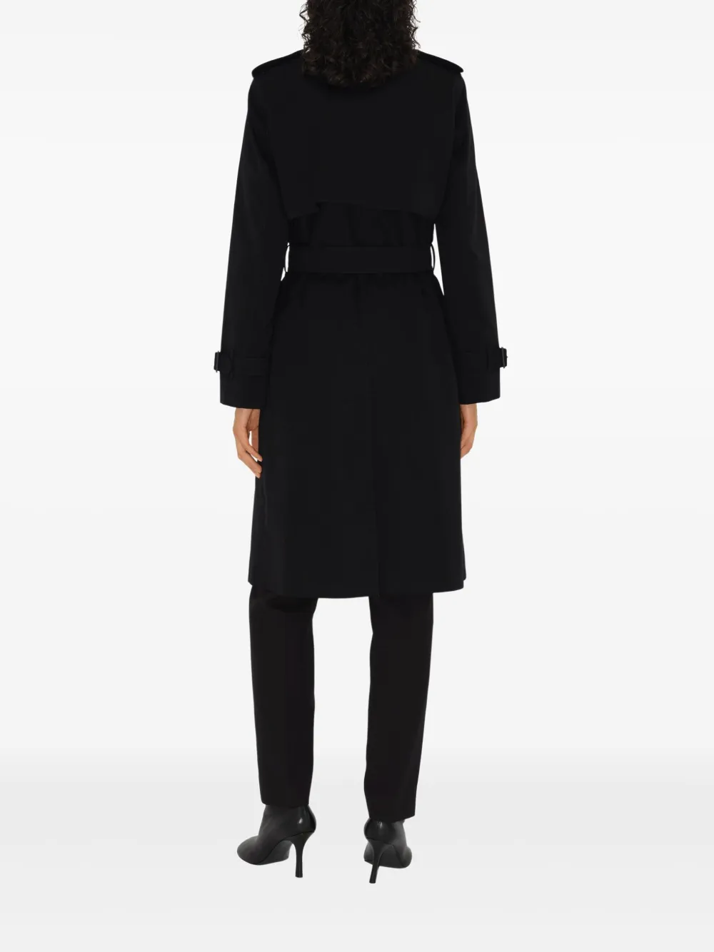 Burberry Lange geruite trenchcoat Zwart