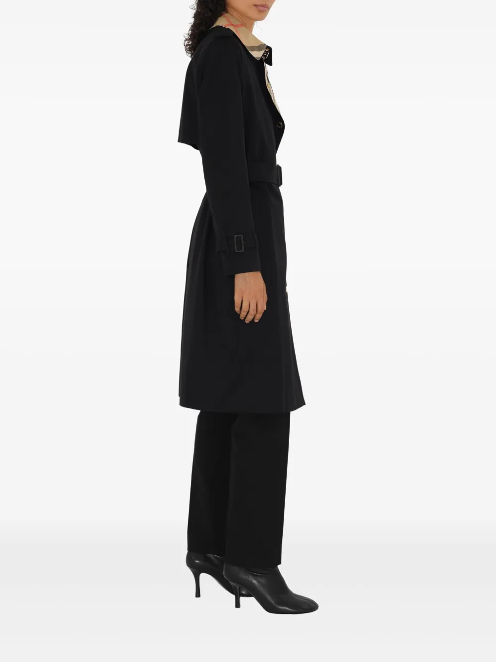 Burberry Lange geruite trenchcoat Zwart