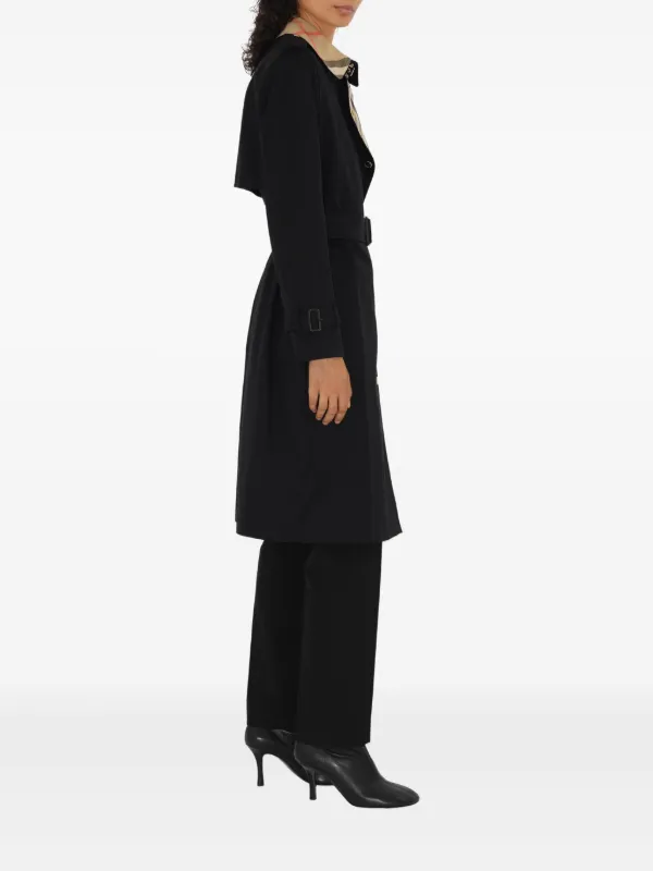 Burberry チェック トレンチコート | ブラック | FARFETCH JP