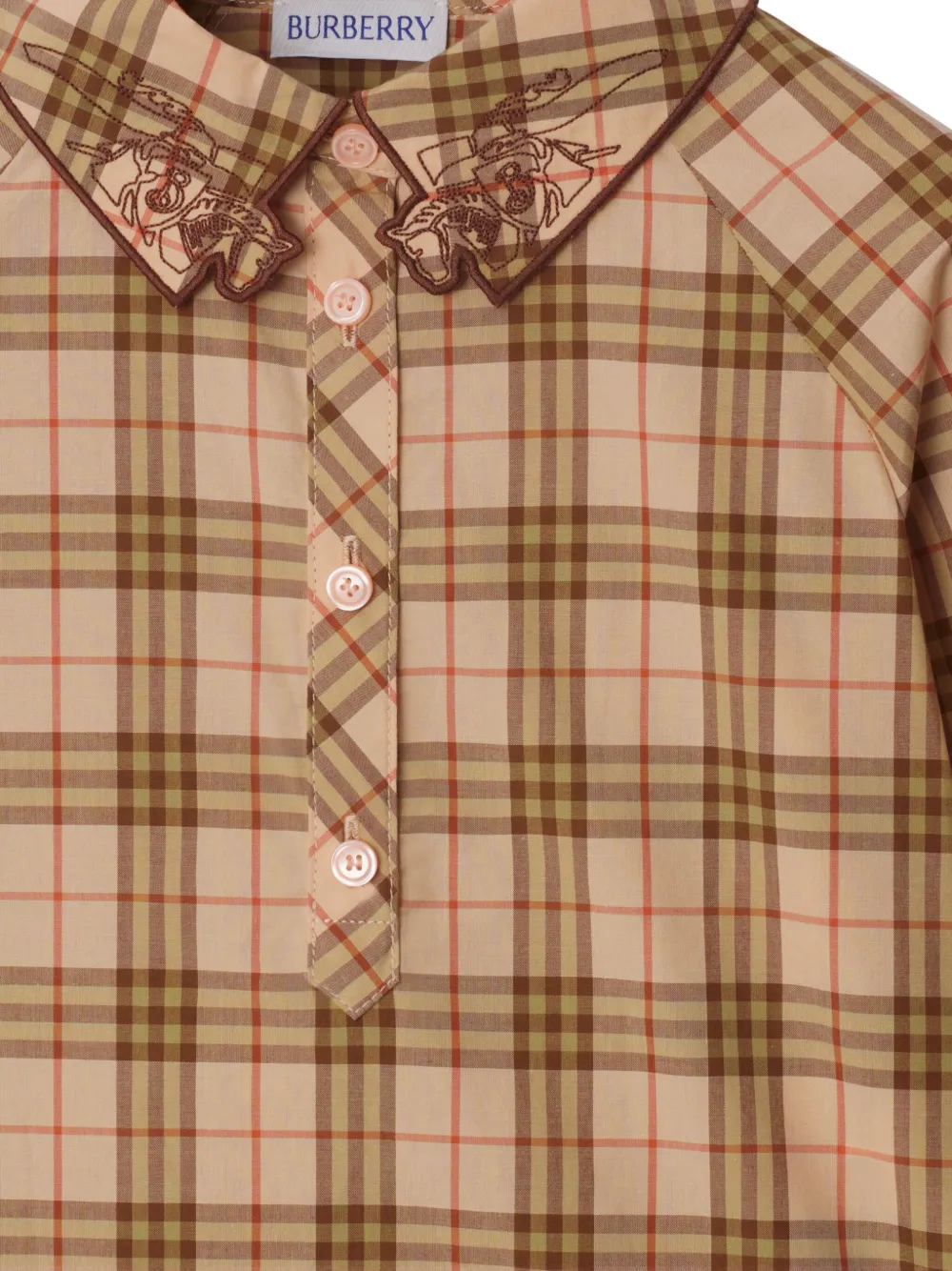 Burberry Kids Geruit shirt Beige