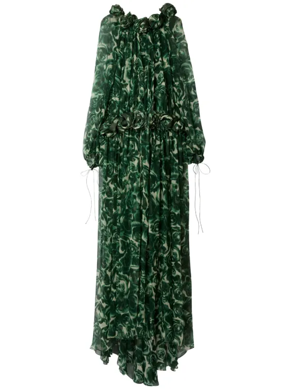 Burberry Rose Silk Maxi Dress | Green