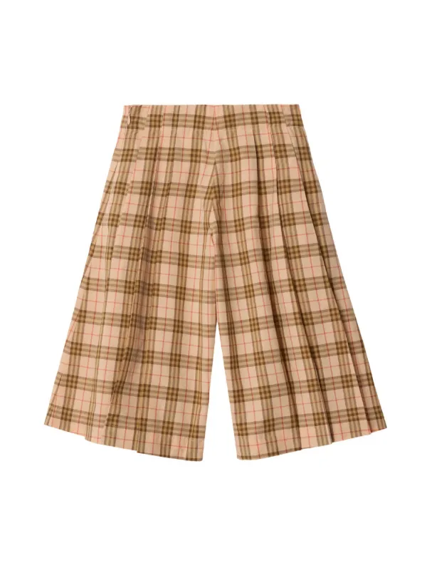 BURBERRY キッズ チェック柄 キュロット Burberry Kids チェック キュロット | ニュートラル | FARFETCH JP