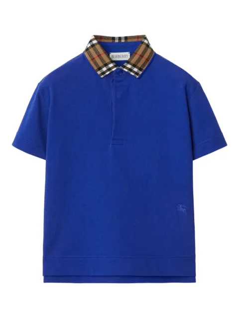 Burberry Kids Check-collar cotton polo shirt