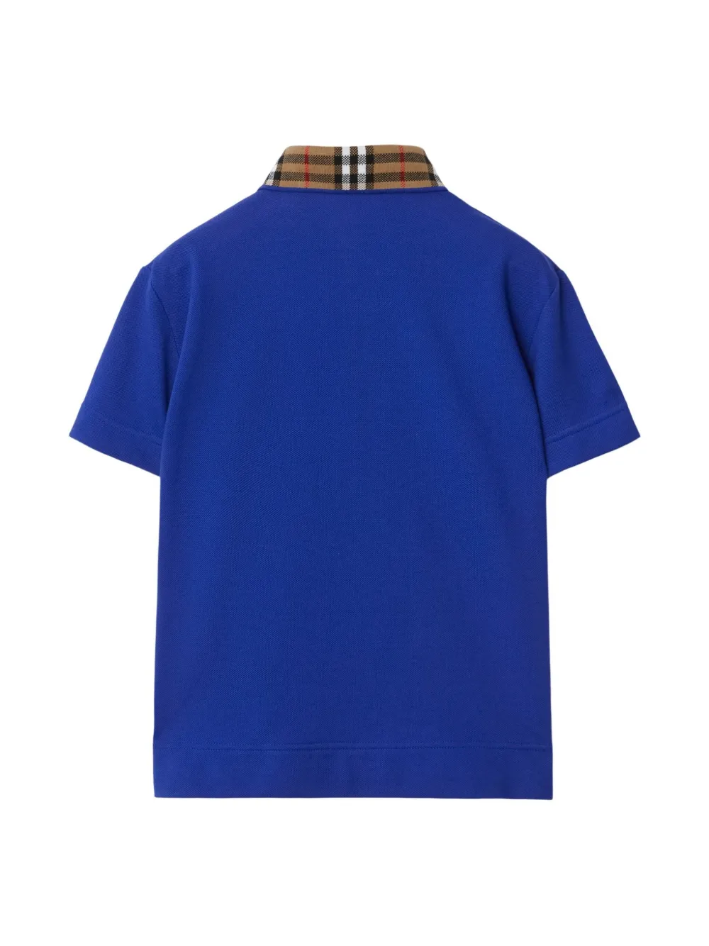 Burberry Kids Katoenen poloshirt met geruite kraag - Blauw